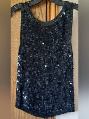 JB Collection Black Sequin Top M